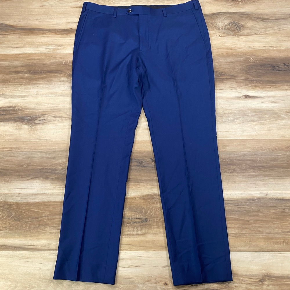 John Varvatos USA Dress Pants Mens 36x32 Minimalist Royal Blue Tailored Trousers